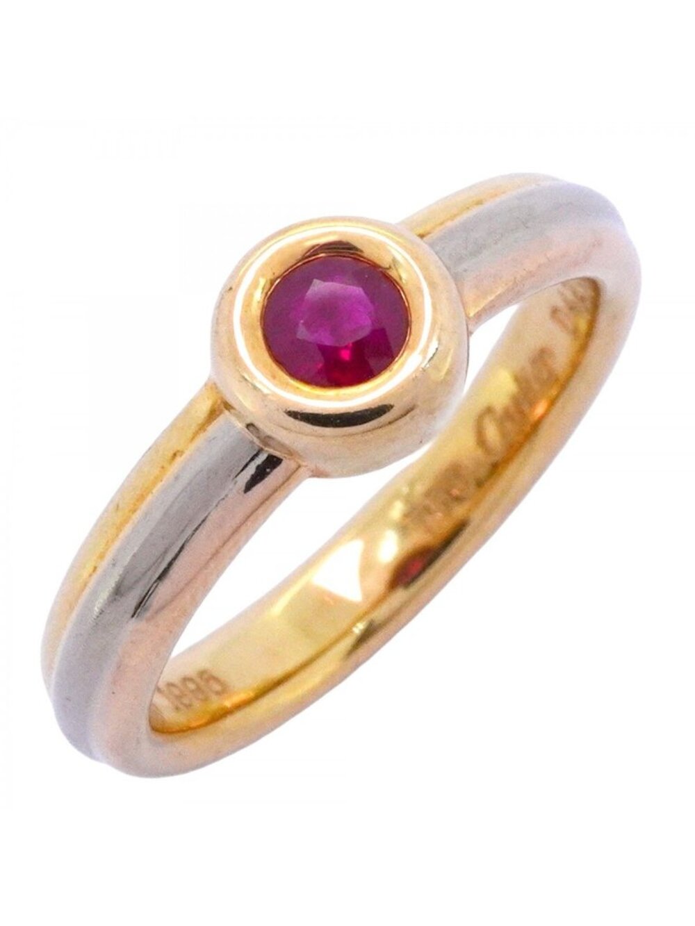 Cartier Ring Monostone 18k Yellow Gold 18k White 18k Pink Ruby